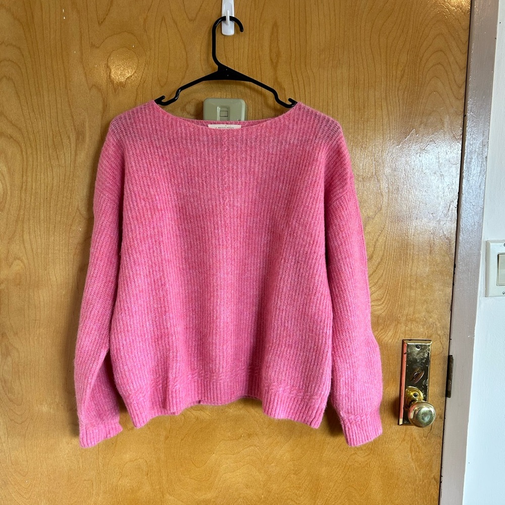 Sezane Pink Crew Neck Sweater Relaxed Fit